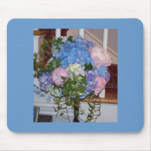 Blue Hydrangea Pink Peonies Mousepads