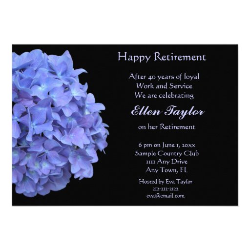 Blue Hydrangea Retirement Party Invitation