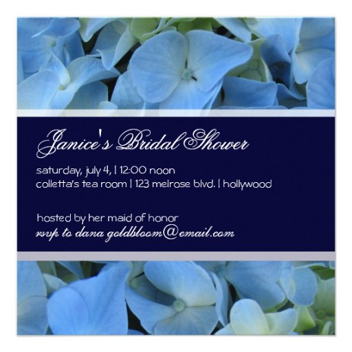 Blue hydrangea/romantic bridal shower/wedding personalized announcement