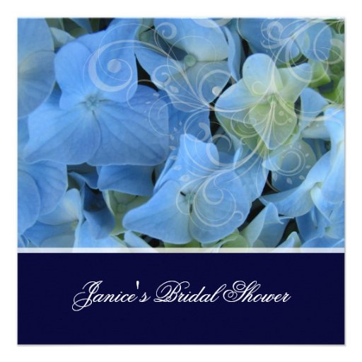 Blue hydrangea/romantic bridal shower/wedding custom invites