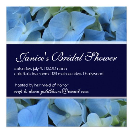 Blue hydrangea/romantic bridal shower/wedding custom invites
