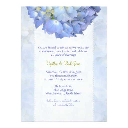 Blue Hydrangea Vow Renewal Invitation