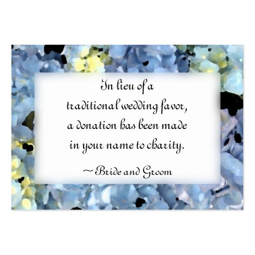 Blue Hydrangea Wedding Charity Card Business Cards (front side)