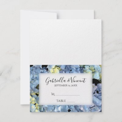 Places Wedding Reception on Blue Hydrangea Wedding Reception Place Card Personalized Announcement