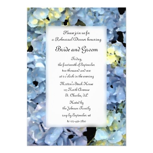 Blue Hydrangea Wedding Rehearsal Dinner Invitation