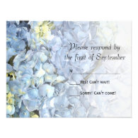 Blue Hydrangea Wedding RSVP Response Card Custom Invitations