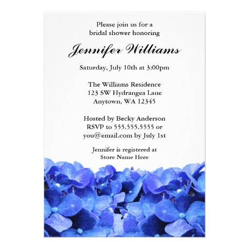 Blue Hydrangeas Bridal Shower Cards