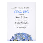 Blue Hydrangeas Linen Rehearsal Dinner Invite
