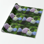 Pink Hydrangea Red Peony Wren Wrapping Paper | Zazzle