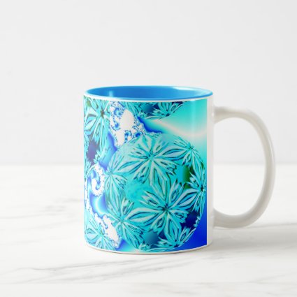 Blue Ice Crystals, Abstract Aqua Azure Cyan Spiral Coffee Mug