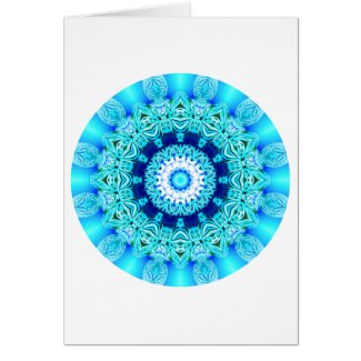 Blue Ice Lace Mandala, Abstract Aqua Greeting Card