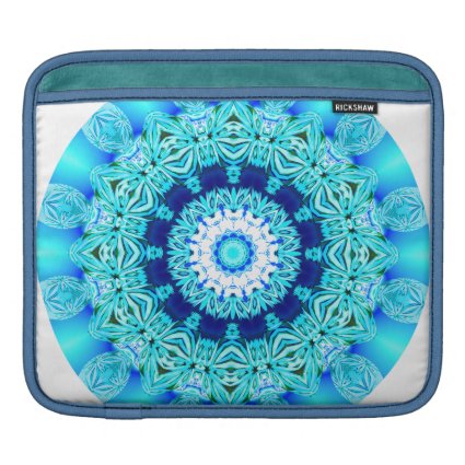 Blue Ice Lace Mandala, Abstract Aqua Sleeves For iPads