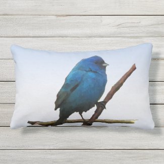 Blue Indigo Bunting Bird Animal Outdoor Pillow