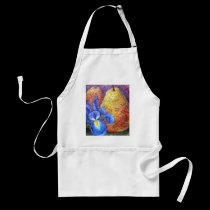 Blue Iris And Fruit Pear Painting Art - Multi aprons