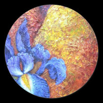 Blue Iris And Fruit Pear Painting Art - Multi stickers