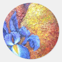 Blue Iris And Fruit Pear Painting Art - Multi Stickers
