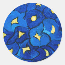 Blue Iris Bouquet Pattern Round Sticker