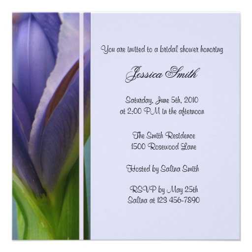 Blue Iris Bridal Shower Invitation