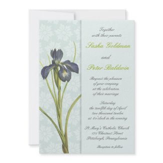 Blue Iris Floral Wedding Invitation