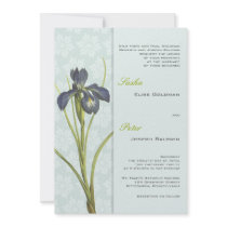 Blue Iris Floral Wedding Invitation 2