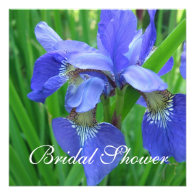 Blue iris flower bridal shower invitation