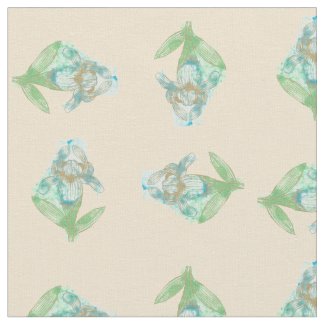 Blue Iris Inkblot Four Way Peach Print Fabric