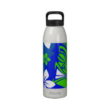 Blue Island Floral Tiki Masks Drinking Bottles