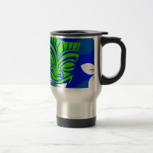 Blue Island Floral Tiki Masks Mugs