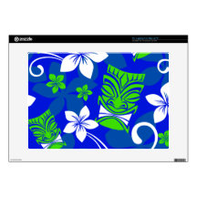 Blue Island Floral Tiki Masks Skin For Laptop