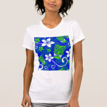 Blue Island Floral Tiki Masks Tshirt