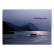 Blue Island Harbor Sunset Solo Greeting Cards