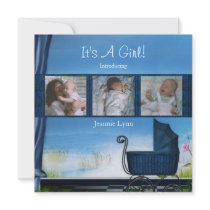 Blue Its A Boy Birth Announcement