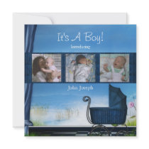 Blue Its A Boy Birth Announcement
