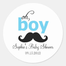 Blue It's a Boy Mustache Baby Shower Sticker