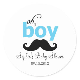 Blue It's a Boy Mustache Baby Shower Sticker
