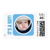 Blue its a boy new baby photo postage stamps
