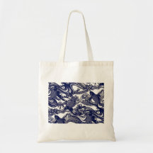 Blue Japanese Tattoo Koi Fish Pattern Canvas Bags