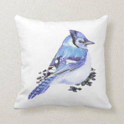 Blue Jay Bird, Watercolor Nature, Wildlife Throw Pillows