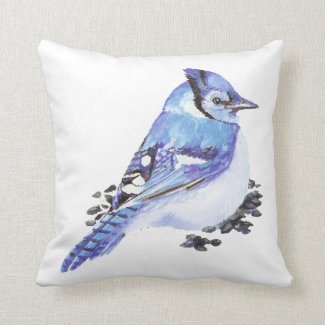 Blue Jay Bird, Watercolor Nature, Wildlife Pillows