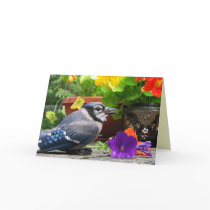 Blue Jay Flowers Mother's Day Card