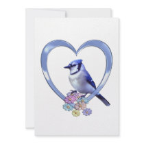 Blue Jay in Heart Custom Announcements