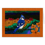 Blue Jay in Orange Flowers card