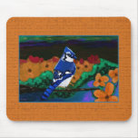 Blue Jay in Orange Flowers mousepad