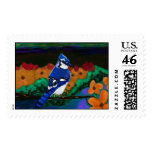 Blue Jay in Orange Flowers postage
