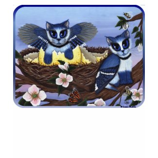 Blue Jay Kittens, Bird Cats Fantasy Art Shirt shirt