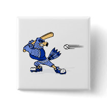 Blue Jay Playing Baseball Pinback Buttons