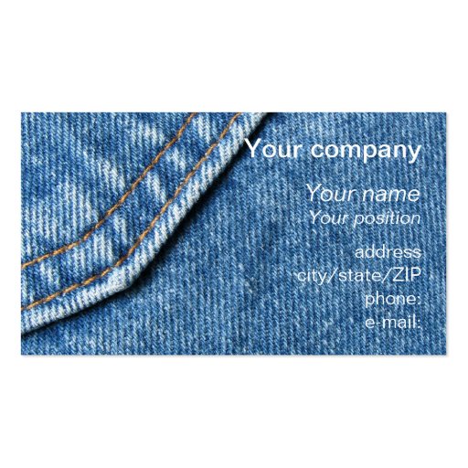 "Blue jeans" business card (front side)