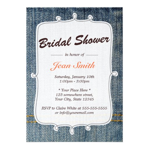 Blue Jeans Country Bridal Shower Invitation