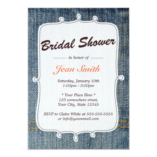 Blue Jeans Country Bridal Shower Invitation Zazzle