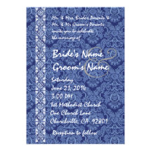 Blue Jeans Damask Lace Wedding Invitations